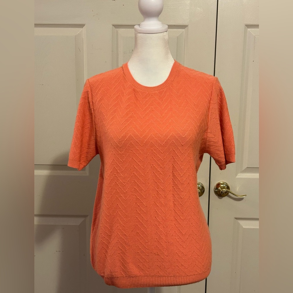 Alfred Dunner Large petite orange short sleeve sweater